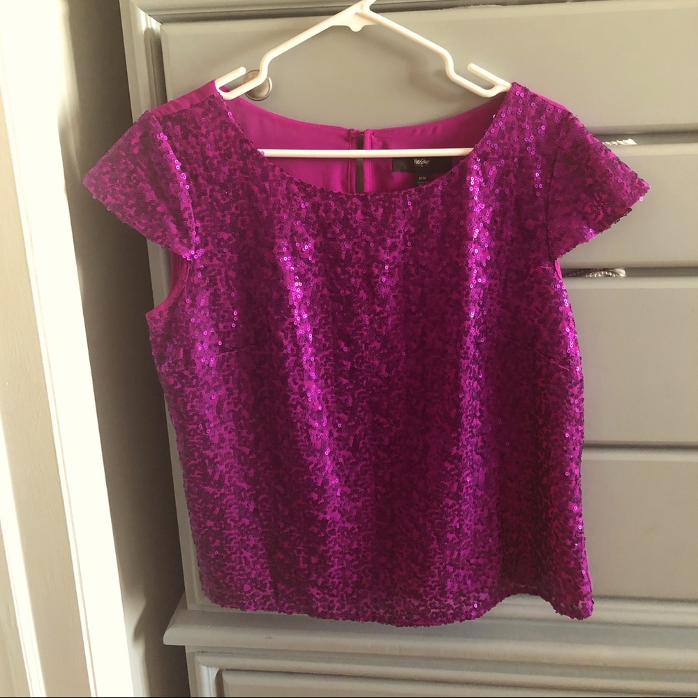 Magenta sequin party top, size M